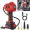 Cordless Tyre Inflator Air Compressor, 21V Rechargeable Battery Powered 180PSI 12V DC Portable Handheld Electric Digital Tyre Pump with LED Light & 3 Nozzles for Cars, Motorcycles, Bicycles and Balls