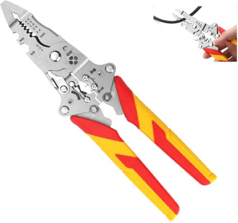 ZMDMAH Abisolierzange, Elektriker Werkzeug Elektriker Zange, Wire Stripper, SpannungsprüFer, Kabel Abisolierzangen, Kabel Abisolierer Zange Zum Abisolieren, Aufwickeln und Spalten Von DräHten