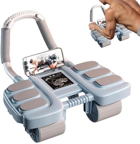 Bauchroller, automatischer Rückprall-Roller, Bauch-Roller, Bauch-Roller mit Ellenbogenstütze, gesundes Bauchrad mit Handyhalterung für Zuhause, Fitness, Fitnessstudio (blau)