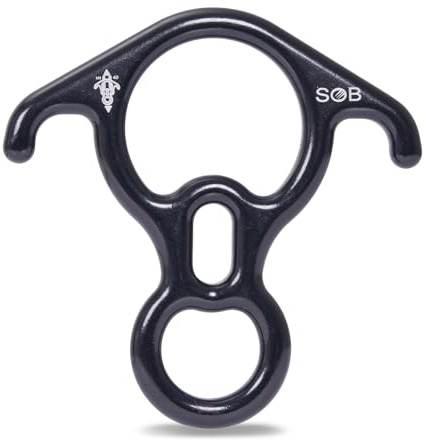 SOB 40KN Rescue Figure, 8 Descender Belaying Device Rock Climbing Rappelling Gear Aluminum Magnesium Alloy for Climbing,High Rescue,Mountaineering (Black)