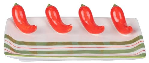 Villa d'Este Home Tivoli 2008 Piatto decorativo in ceramica 22,5x13 cm, design peperoncino, Fruit Life