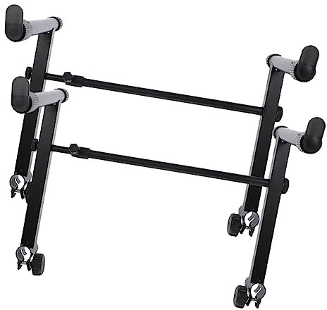 JOINPAYA 2 Sets Universal Keyboard Raiser Stand for Electronic Piano Double Tube Height-adjusted Keyboard Holder Suitable for Home and Studio Use