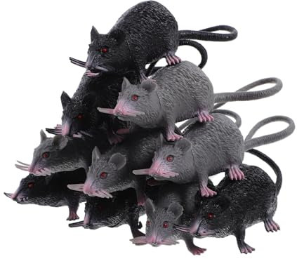 YARNOW 10 Pièces Accessoire d'halloween Souris Horreur Faire la fête pour Poilu Animal en Peluche de Rat Accessoire de Rat Faux Rat Noir Jouets effrayants d'halloween de Rat PVC