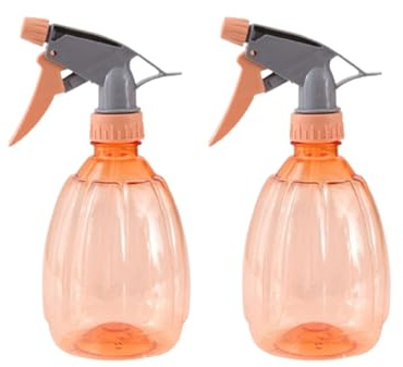 2 Sprühflaschen, 500 ml/17 oz, Wiederverwendbare Sprühflasche mit Verstellbarer Düse für Pflanzen, Gartenarbeit, Haare, Kochen, Reinigung (Orange)