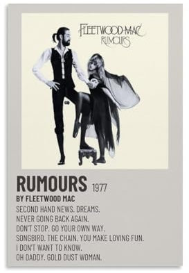 MMCJUH Fleetwood Mac Rumours Wandkunst, buntes dekoratives Poster, Kunst, Leinwand, Geschenk für Freunde, Wohnzimmer, Schlafzimmer, ungerahmt, 30 x 45 cm