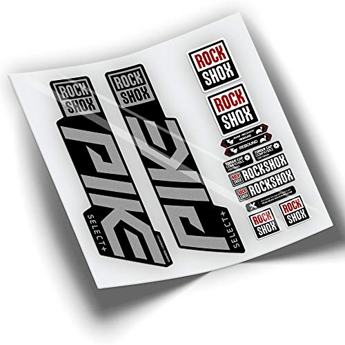 Ref: VP392 Aufkleber, kompatibel mit Rock-Shox PIKE SELECT + 2019-2022 MTB, Sticker, Aufkleber, Aufkleber für Mountainbikes, (verchromtes Silber)