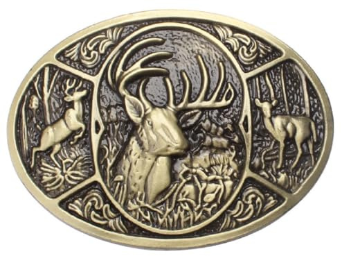 Fachoice Gürtelschnalle Hirsch Elch für Herren Gürtelschnalle Hirsch Tierwelt Im Freien Elch Klassische Jagd Cowboy Schmuck