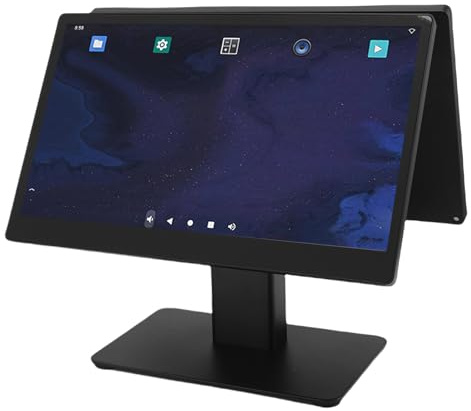 Asixxsix Monitor Touch Screen, 15,6 Pollici Wifi CortexA55 Quad Processore Registratore di Cassa, Interfacce Multiple Touch Screen Registratore di Cassa per le Transazioni (Spina europea)