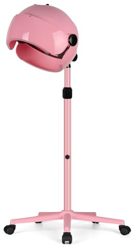 Professional Hooded Hair Dryer Pink,Stand Hair Dryer Bonnet with 3 Temperature Settings,Height Adjustable Sit Under Dryer on Wheels