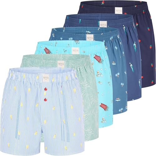 Phil & Co. Berlin 6 Webboxer Herren American Boxer Boxershorts Shorts, Farbe:Mehrfarbig, Grösse:L