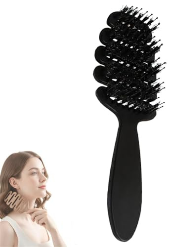 Cepillo de Cerdas para Dar Volumen al Cabello,Cepillo para Cardar el Cabello con Cerdas para Dar Volumen,Reduce Electricidad Estática,Restaura el Brillo y la Textura (Negro)