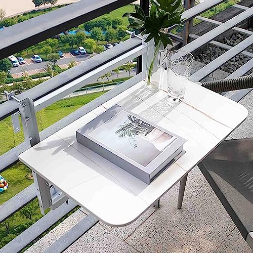 Verstellbarer, an der Wand montierter hängender Balkontisch, 60–120 cm großer, klappbarer Stehtisch für den Außenbereich für Terrassengeländer, platzsparender, klappbarer Beistelltisch, perf