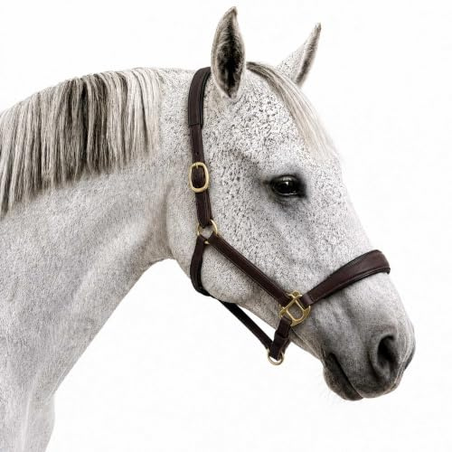 Coco Equestrian Oak Brown Adjustable Leather Padded Comfort Headcollar Halter - Full