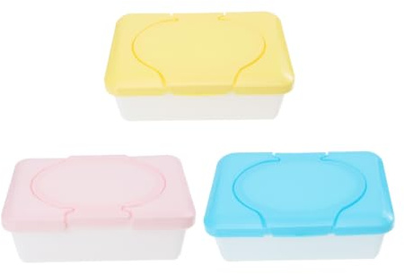 Boîte de Lingettes Bébé Rechargeable 3 Pièces en Plastique | Étui Simple, Léger et Portable, Facile à Nettoyer, pour Cosmétiques et Lingettes Bébé, Bureau ou Berceau Couleur Aléatoire