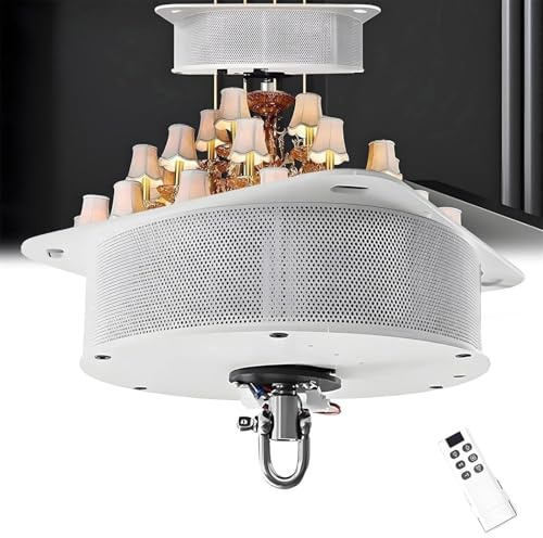 Elektrisches Kronleuchter-Hubsystem, 2-in-1-Hubvorrichtung für Kronleuchter, Elektrischer Kronleuchter-Lift, 19,69 ft Hubhöhe, 20–130 kg (optional), inkl. Fernbedienung – zur Lampenreinigung 40KG