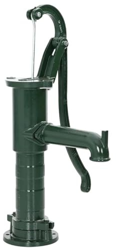 Runheo Schwengelpumpe Gusseisen grün mit 6 m Förderhöhe, 38 mm Innengewinde Anschluss, 10,5 kg Handpumpe für Garten, Brunnen, Zisterne und Hauswasserwerk