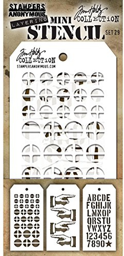 Stampers Anonymous_AGW MST029 Art Gone Wild Tim Holtz Set 29 Stencil, Transparent, Mini, 21.6 x 9.1 x 0.1 cm