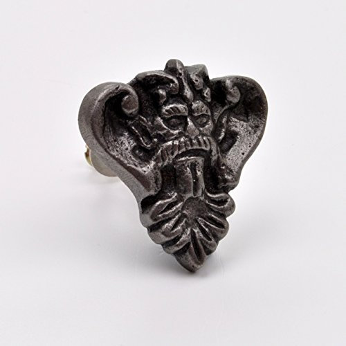 Gris Métal Zeus Dieu Visage Boutons de portes, bouton de placard, poignée de porte pour armoires, portes, tiroirs, meubles 4.27 cm de diamètre, vis à bouton 2.27 cm