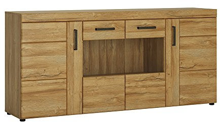 Furniture To Go Cortina 4 Door Wide Glazed Sideboard, Wood, Grandson Oak, 1851 x 860 x 409 mm, 4324456