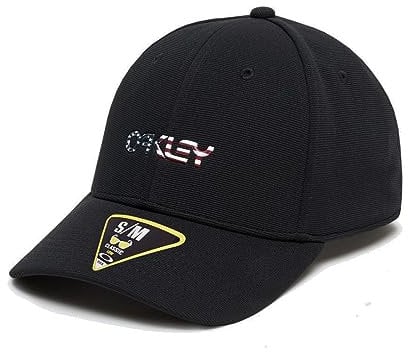 Oakley Unisex 6 Panel Metallic Mütze, Schwarz-amerikanische Flagge, L-XL