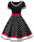 AXOE Damen 50er Jahre Kleider Rockabilly Vintage Festliches mit Abnehmbarer Gürtel A LinieSchwarz Weiß Gepunktet, Gr.46, 3XL