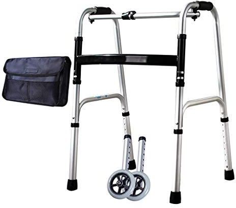 LHNLY-Rollatoren Standard Leichtgewicht Gehwagen für Senioren Klappbar Gehhilfe Standardrollator Rollator aus Aluminium, 2 Rädern, Laufhilfe mit Einstellbar Stockhalter