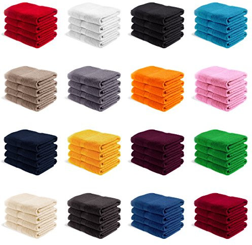 EllaTex Handtuch-Set aus Serie Paris 0040100 100% Baumwolle 500 Gramm/m², Farbe:Rubinrot, Größe:4er Packung 30 x 50cm - Gästehandtücher