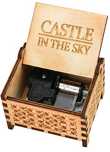 Youtang Castle in The Sky Spieluhr mit 18 Noten, Aufzieh-Mechanismus, graviert, Holz, Spieluhr für Kinder, Braun