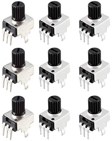 sourcing map Carbon Film Potentiometer Rotary Variable Resistors Single Turn (1K,5K,10K,20K,50K,100K,200K,500K,1M Ohm each 5pcs) 45pcs
