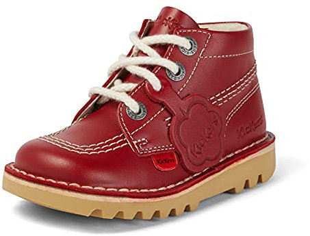 Kickers Unisex Kids Kick Hi Classic Ankle Boots with Zip | Extra Comfortable | Added Durability | Premium Quality, Red, 10 UK Child