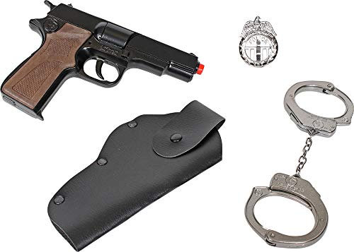 Das Kostümland 425/6 Special Forces Polizei Set - 4-tlg. Polizei-Spielzeugpistole-Set für Karneval, Kinder und Erwachsene, Waffenset, männlich
