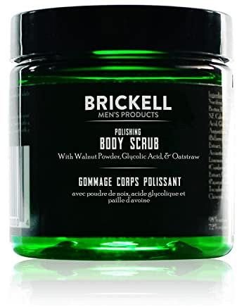 Brickell Men's Polishing Body Scrub for Men, Natural and Organic Body Exfoliator to Remove Dirt, Prevent Blemishes, and Brighten Skin (8 Ounce)