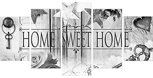 Ohok 5D Diamond Painting 5 teilig Kombination Full Kits, DIY Diamond Malerei Set Kunst Handwerk Strass Stickerei Painting Bilder Dekoration für Haus Wand Dekor, 45x103cm (Home Grau)
