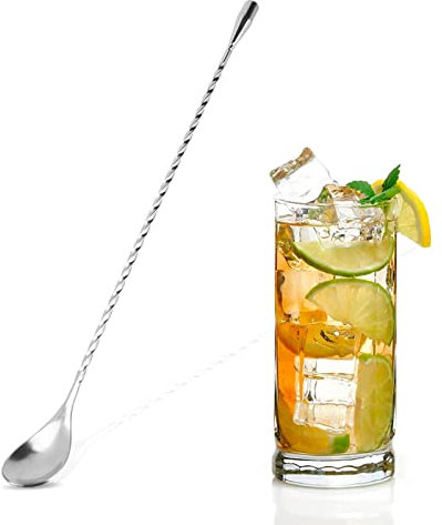 Cuchara de cóctel de metal de 12 pulgadas, cucharas de mezcla de acero inoxidable para kit de cóctel