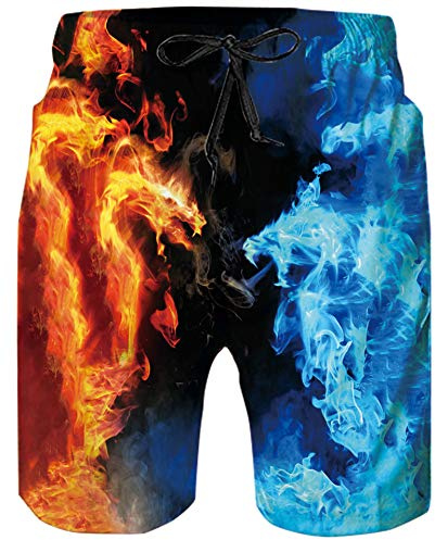 ALISISTER Bañadores de Natación Hombre 3D Impresión Pantalones Cortos Quick Dry Verano Swim Shorts Con Forro de Malla S-XXL