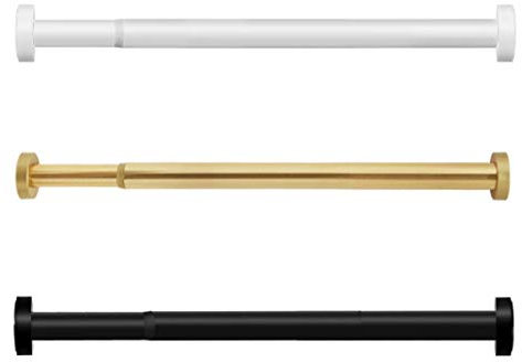 MUMUWUSG Duschvorhangschiene Teleskop-ausziehbarer Edelstahl-Vorhang-Pole, Vorhangschiene, Garderobe-Schiene, Vorhangstab Moderne Duschvorhangstangen Teleskopstange (Color : Black, Size : 153-260cm)