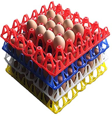 LUNK 10 PCS Plastic Egg Trays, Oval, Holds 30 Eggs, 4 Colours