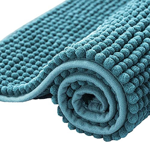 subrtex Badematte rutschfest Badezimmerteppich aus Chenille Saugfähig Badteppich weich Wasserabsorbierende Badvorleger für Badezimmer,Maschinenwaschbar(40×60cm, Grau Blau)