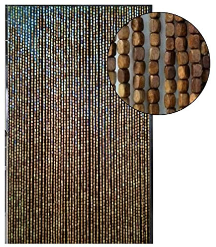 FWTXZTER Perlenvorhang Holz, 90 Stränge Hängender Holzperlenvorhang Türvorhang, Hölzern Perlenvorhang 90x200cm Bambusvorhang Balkontür Vorhang Tüir Perlen Holz Wooden Curtain