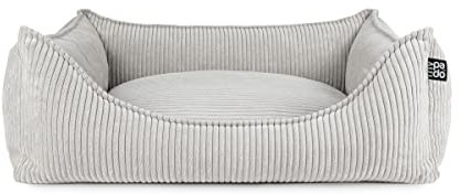Mypado Cord Hundebett Cordula edel samtig und weich Gr. M Füllung Visco-Schaumstoff, Farbe Silber