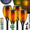 KESSER® Gartenfackel Solar 4er Set Solarleuchten 96 LEDs Flamme mit Wandhalterung + Erdspieß Licht-Sensor Wetterfest Garten Solarleuchte Fackel Lichter LED Gartenlampe Solarlampe Flammenlicht