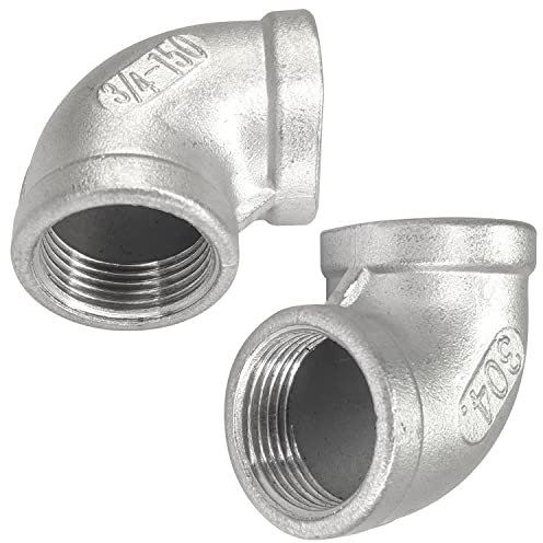 LOZOME 2PCS 3/4 Female NPT Threaded Elbow 90 Degree Elbows Angled 304 Stainless Steel Pipe Fitting