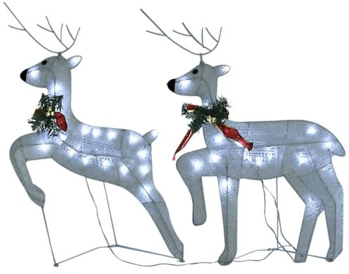 vidaXL 2X LED Rentier Beleuchtet Dekofigur Weihnachtsdeko Figur Weihnachten Beleuchtung Innen Außen Weihnachtsdekoration Weiß 40 LEDs
