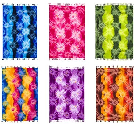 Lestarie Sarong, Wickelrock, Strandtuch, Strandkleid, Pareo Wrap + Sarongschnalle + Anleitung für Wickeltechniken (SA10-01braun/gelb)