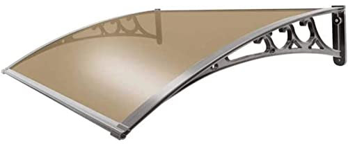 Marquesina Puertas Exterior, Silencio Arco Puerta Ventana Marquesina para Toldo con Soporte De Aleación De Aluminio, Protéjase del Sol, La Lluvia，Gris Soporte，Tamaño múltiple