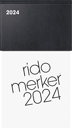 rido/idé Tageskalender Modell Merker 2024 1 Seite = 1 Tag Blattgröße 10,8 x 20,1 cm schwarz