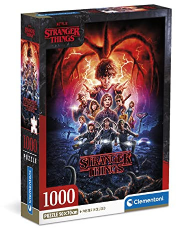 Clementoni 39713 Stranger Things – 1000 Teile Erwachsene, Netflix, Puzzle berühmte Filme, hergestellt in Italien, Mehrfarbig