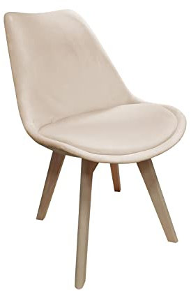 HTI-Living Stuhl Atlanta Velvet Creme Esszimmerstuhl Samtbezug Holzfüße 1-teilig