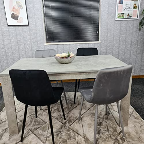 KOSY KOALA Dining Table and Chairs Set - Kitchen Table with 4 Grey and Black Velvet Dining Chairs - Modern 4 Seater Kitchen Room Furniture Set for Small Spaces - 117 x 77 x 75 cm