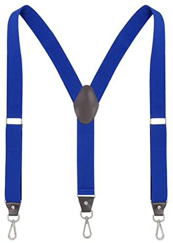 Ausukler Hosenträger Herren Extra Stark 3,5cm Breit mit Drehbaren Haken und Elastischen Riemen Y-back für Jeans (Blau)